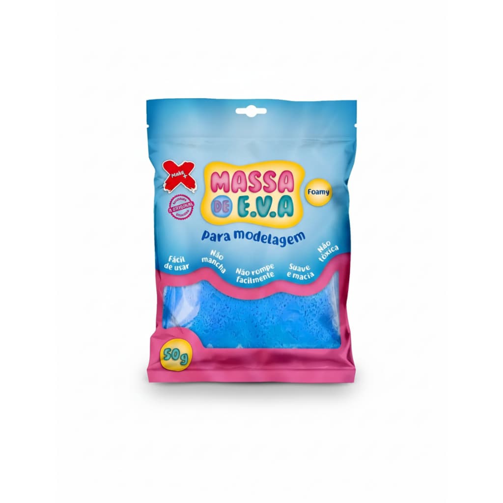 Massa De EVA Make Azul 50g Modelar Atóxica Macia Artesanato Escolar Não Gruda
