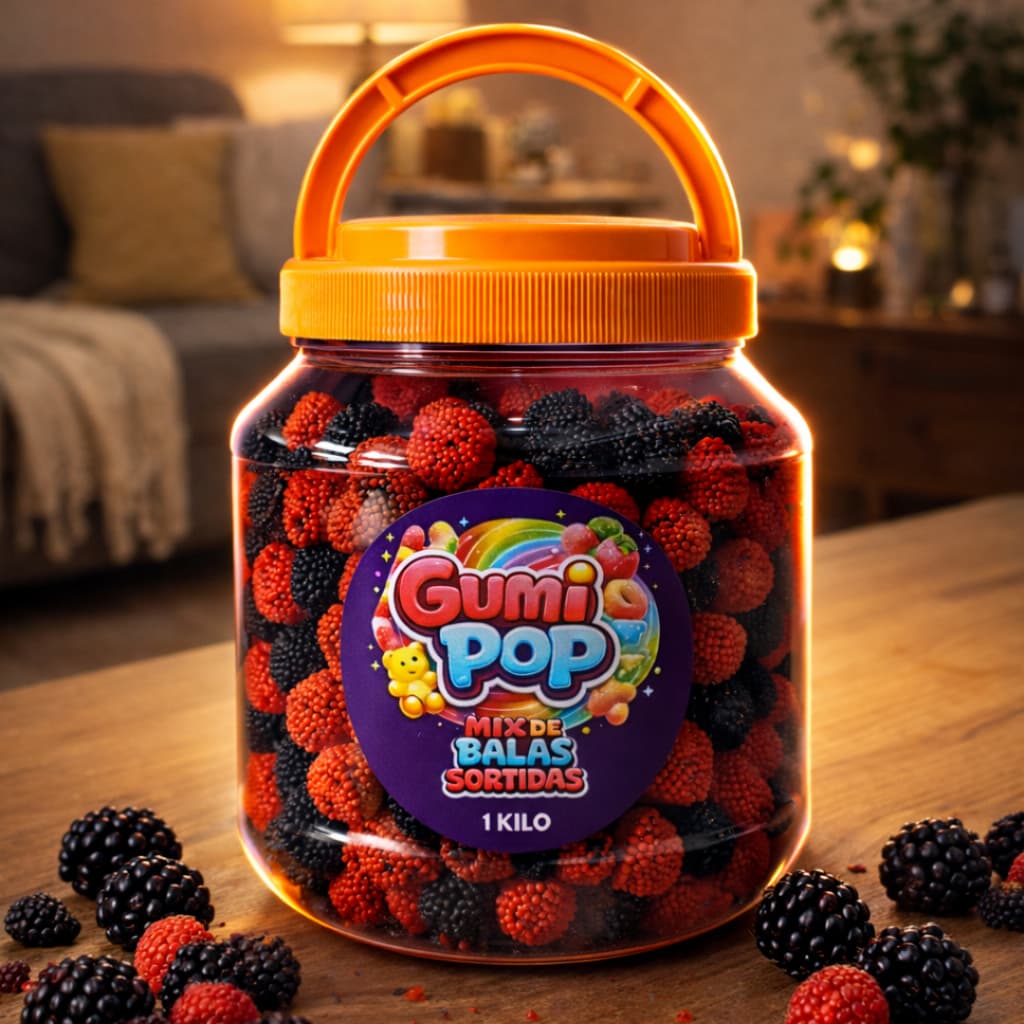 GumiPop 1 Kg Amora Suculenta Balas de Gelatina Sortidas Doces Guloseimas