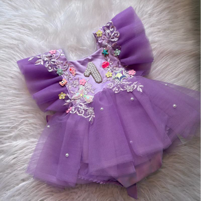 Vestido tema Fundo do mar sereia romper lilás jardineira infantil