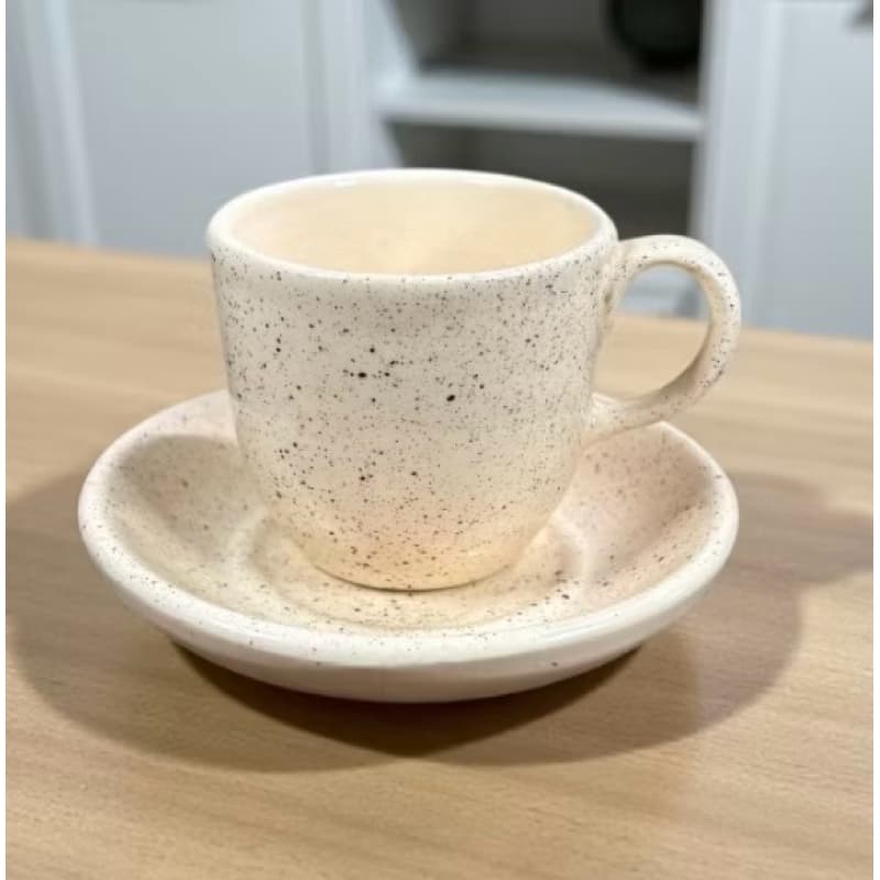 Xícara Com Pires Para Café Ou Chá 50ml Feito De Cerâmica Pintado A Mão