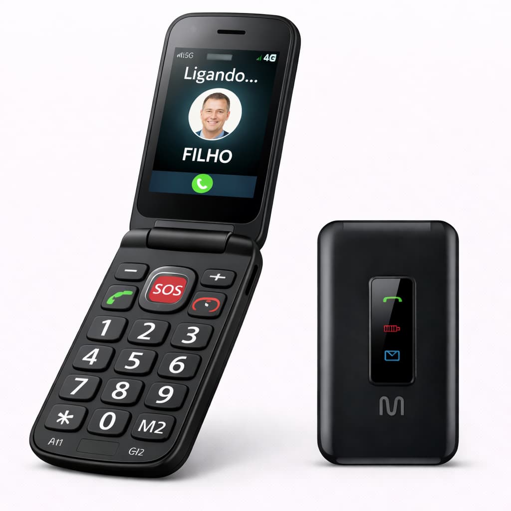 Celular Para Idosos Simples Multilaser Flip 4G Números Grandes Atende Ligações Abrindo Tampa