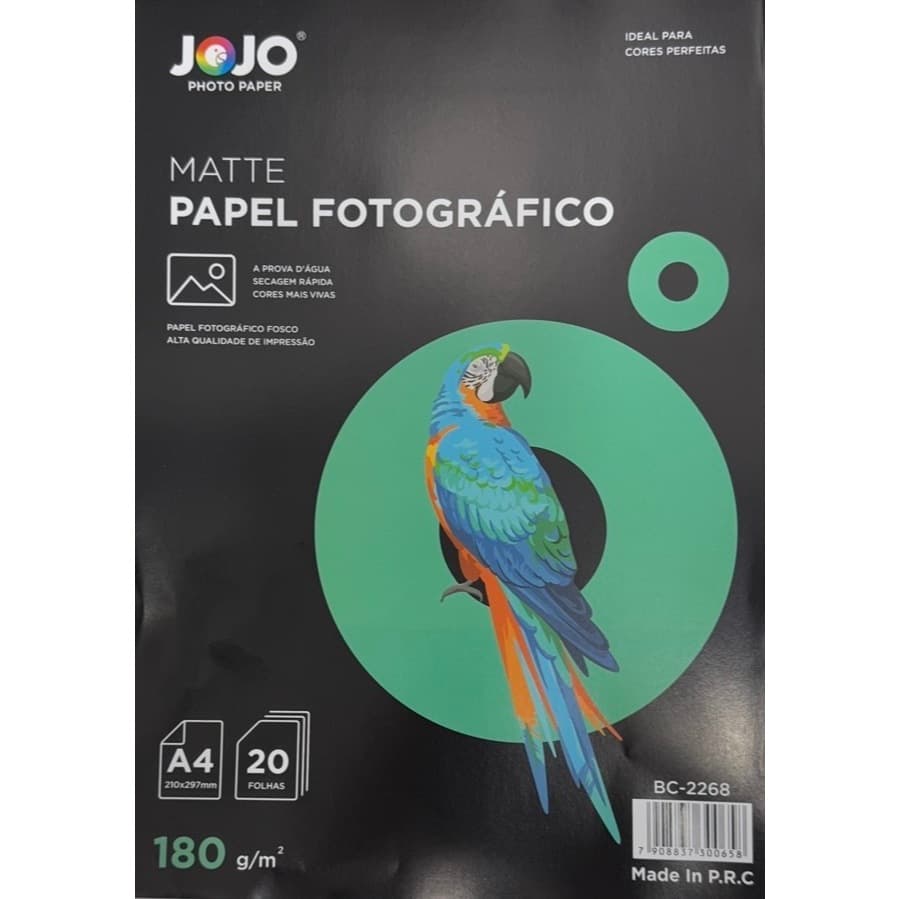FOTOGRÁFICO 180g MATTE FOSCO PREMIUM A PROVA D`ÁGUA PRA IMPRESSORA A JATO DE TINTA, 500 FOLHAS.