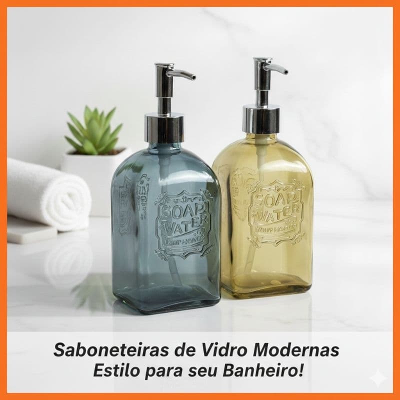 Porta Sabonete Líquido Vidro Luxo 490ml Dispenser Banheiro Moderno Premium