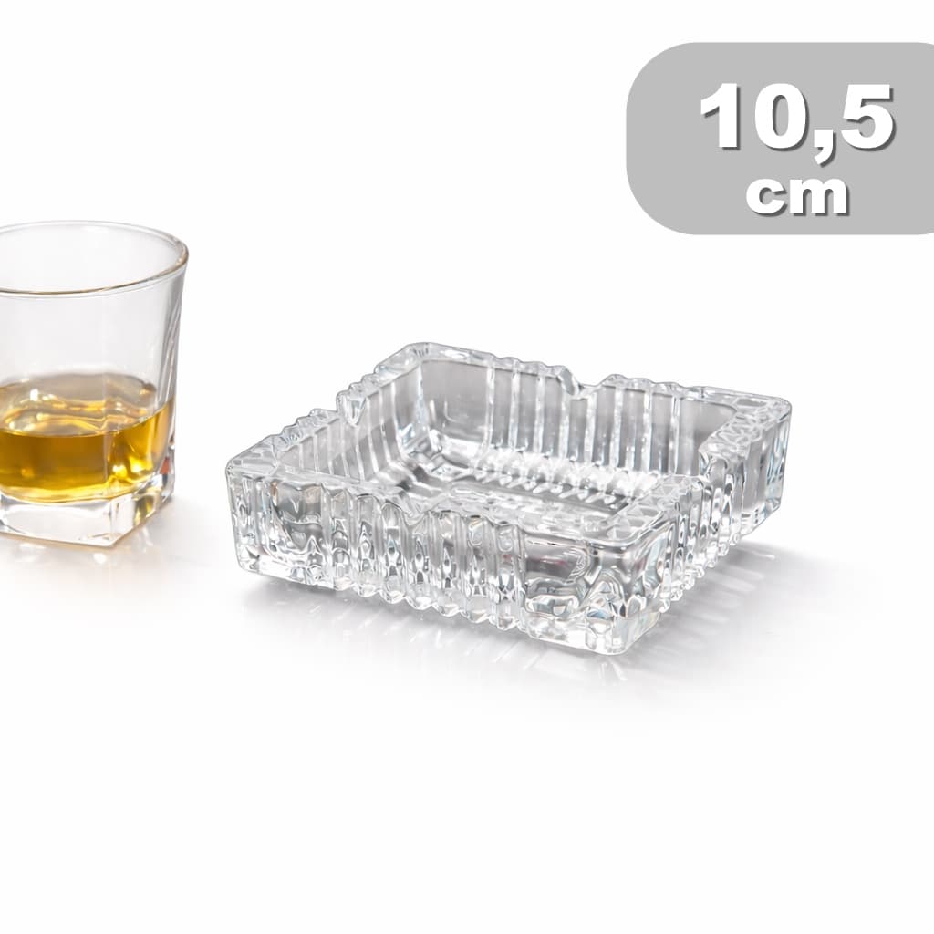 Cinzeiro Vidro Cristal Quadrado Transparente Resistente 10,5cm