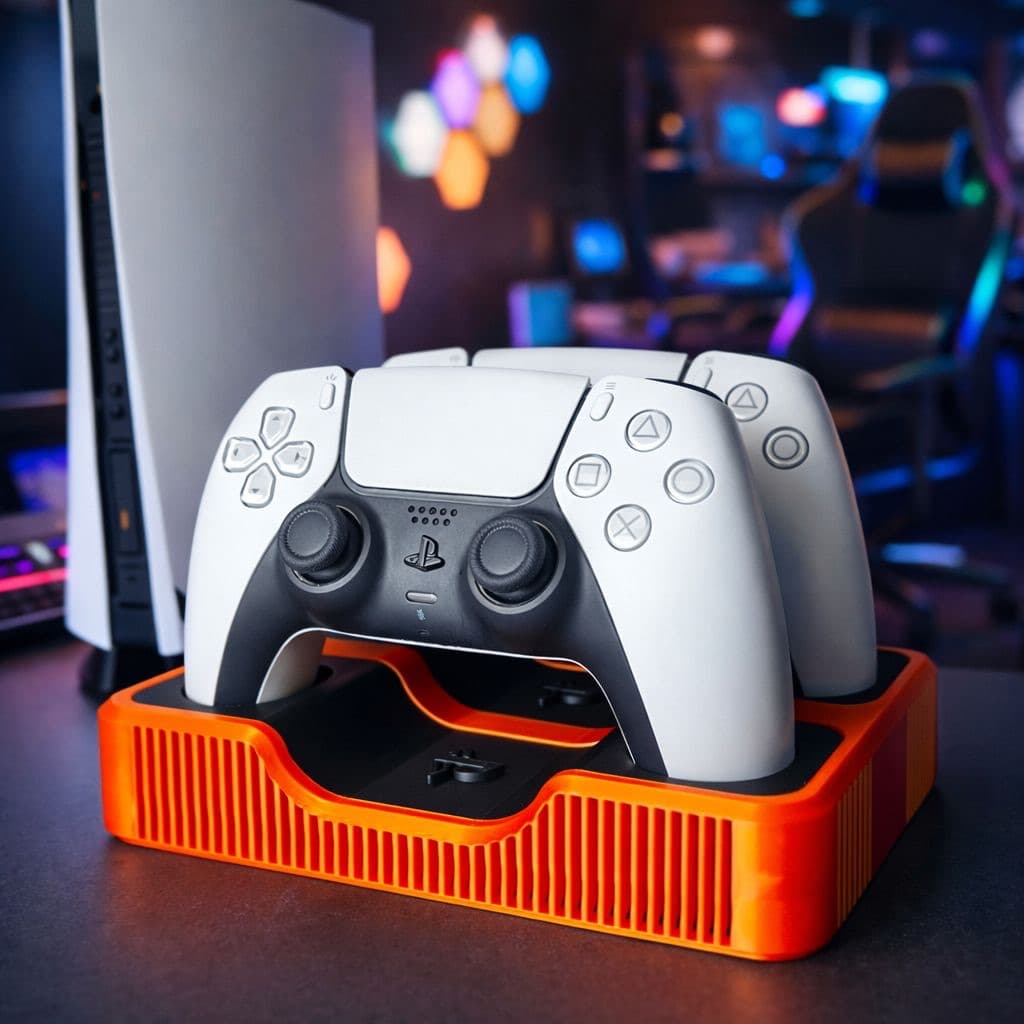 Suporte Duplo para Controles PS5 – Setup Gamer Moderno, Organizador Decorativo