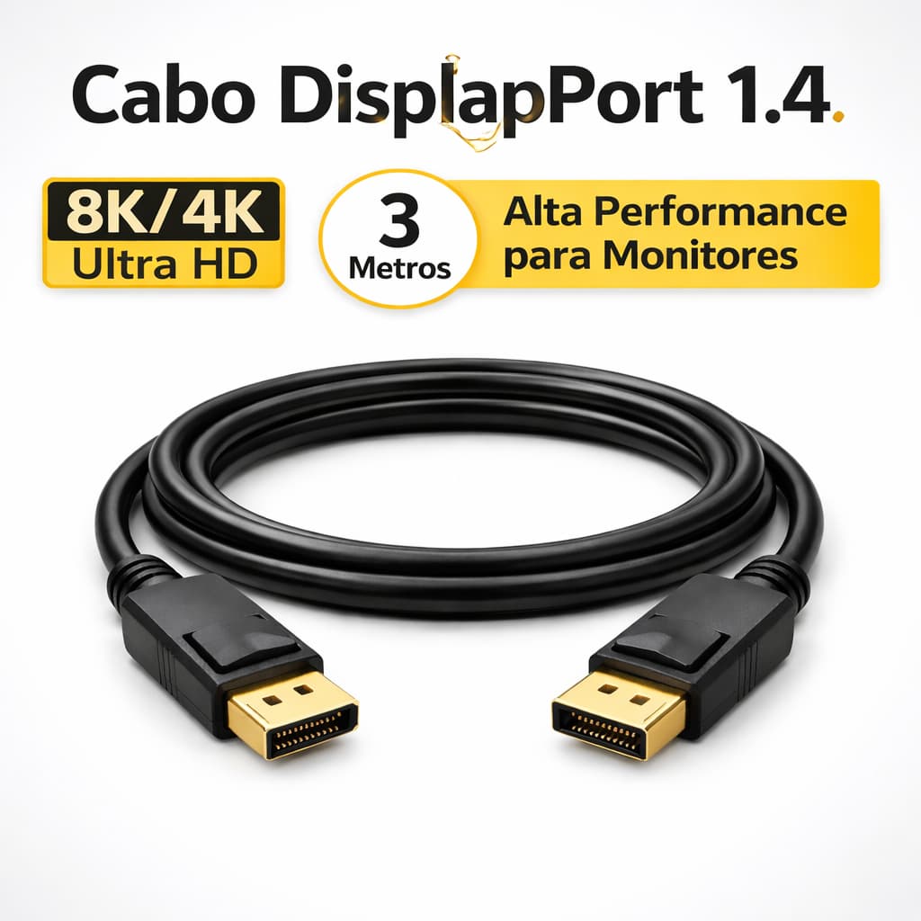 Cabo Displayport 1.4 8K 4K 144Hz HDR Dp Gamer Alta Velocidade Ultra HD