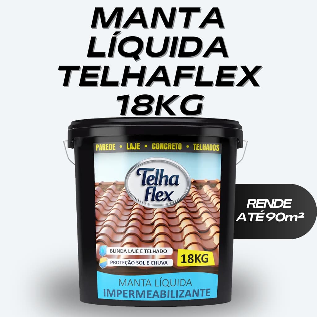 Telhaflex 18kg Manta Líquida Impermeabilizante para Telhado Lajes Paredes - Proteção Contra Goteiras