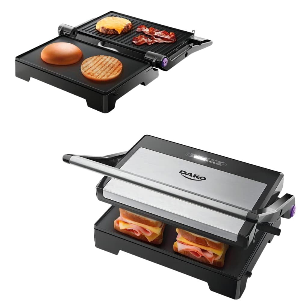 Sanduicheira 2 em 1 Dako Elétrica Função Grill 1000W Inox