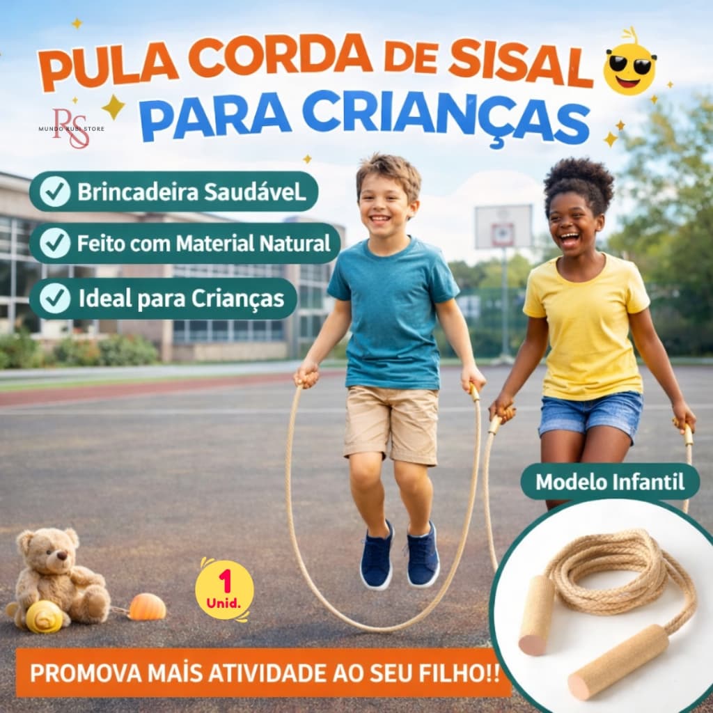Pula Corda 2,5m Infantil Sisal Brinquedo Presente Festa Aniversário São João Festa Junina Prendas Top