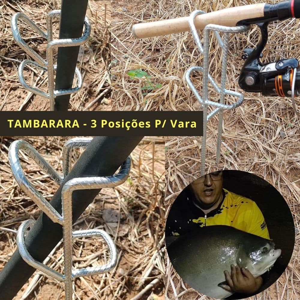 Suporte de Vara Barranco P/ Pesqueiro - Super Resistente Com 3 posições de Varas Apoiar Tambarara