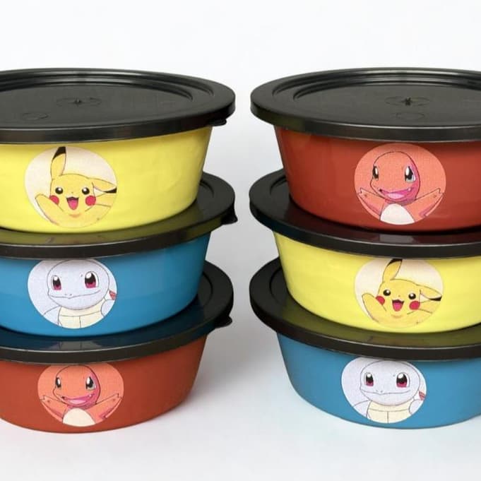 Kit 6 potes plástico 400ml com tampa organizador de alimentos Pokemon
