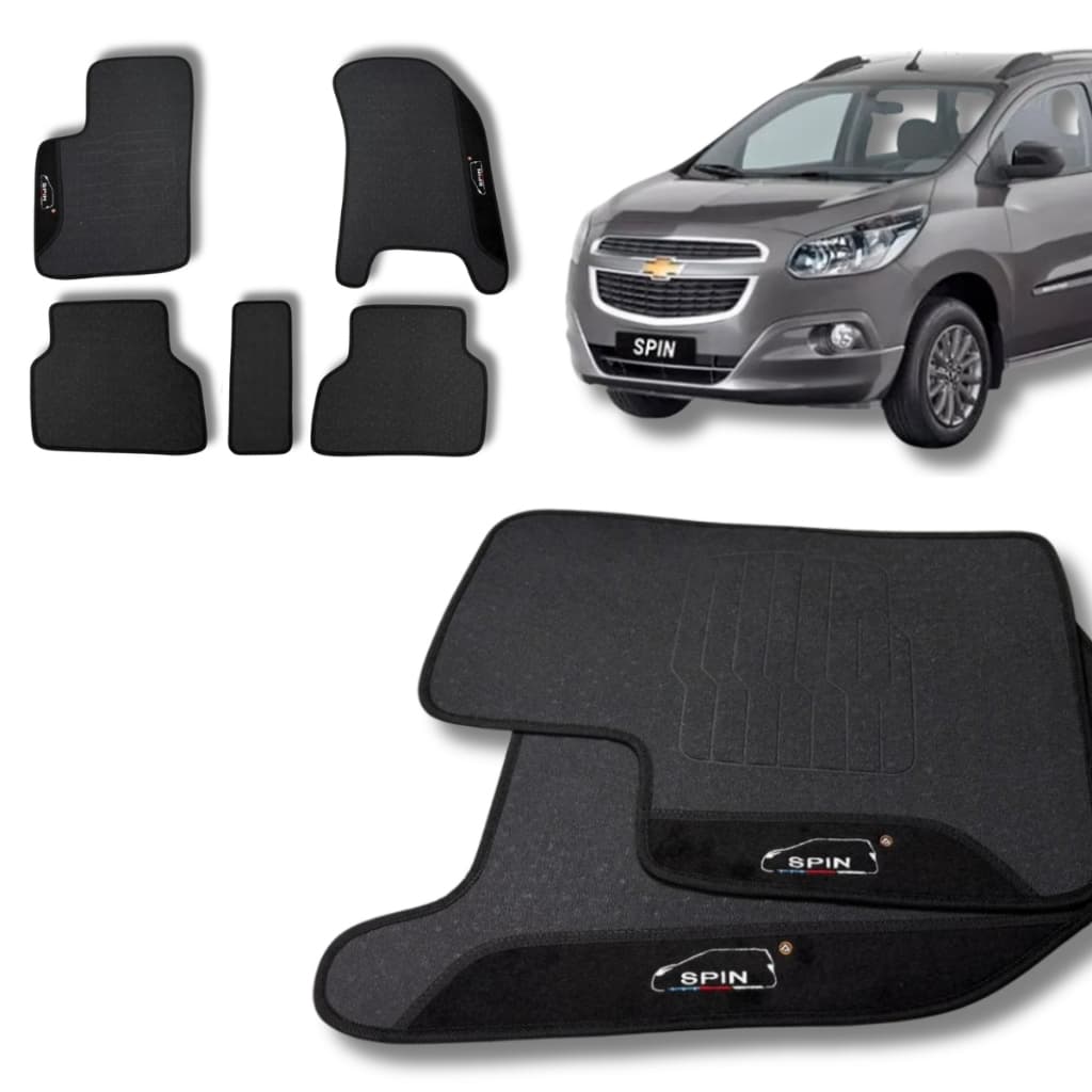 Jogo Tapete Emborrachado Chevrolet Spin Personalizado Preto