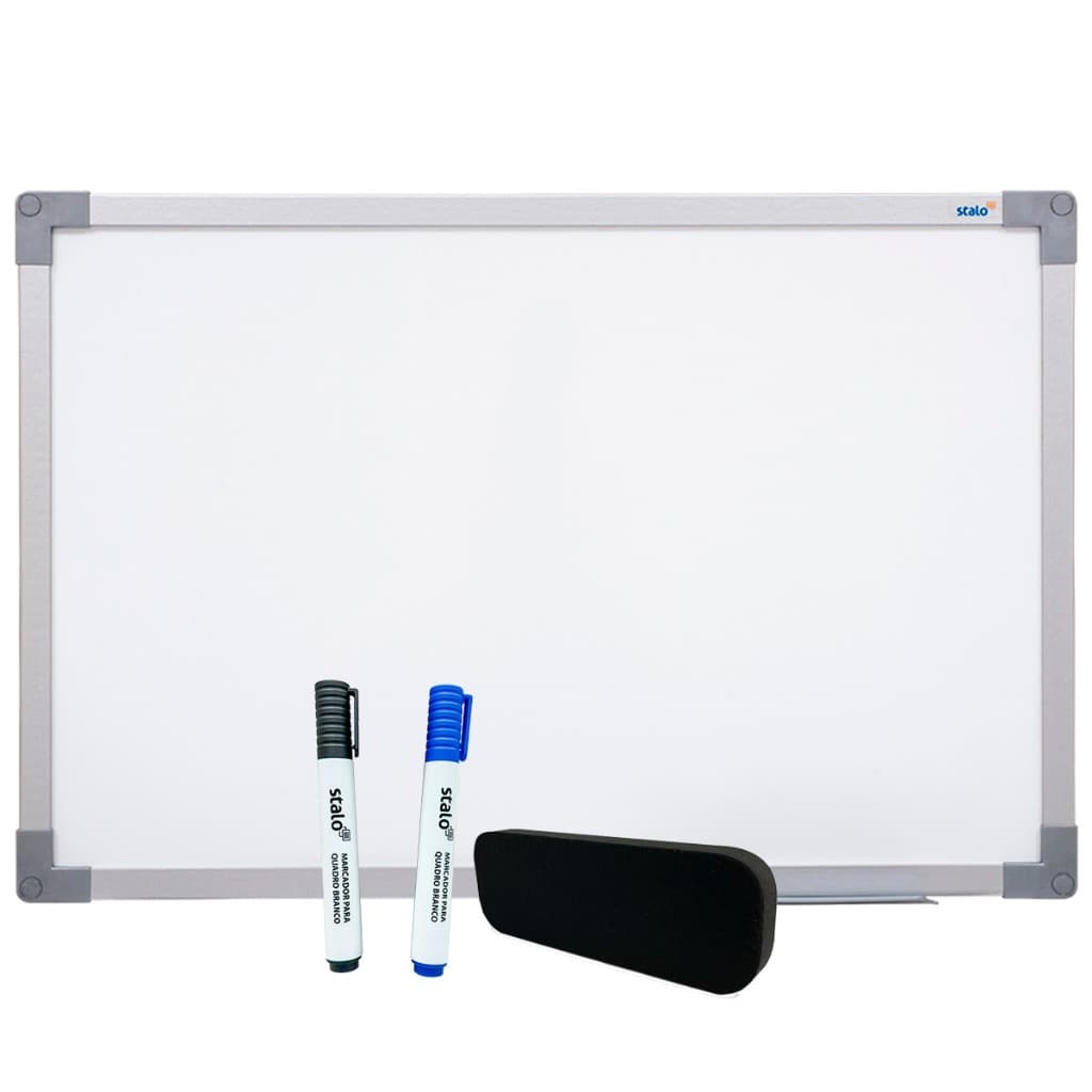 Quadro Branco UV MDF alumínio soft 060x040cn + KIT 2 Marcadores + Apagador