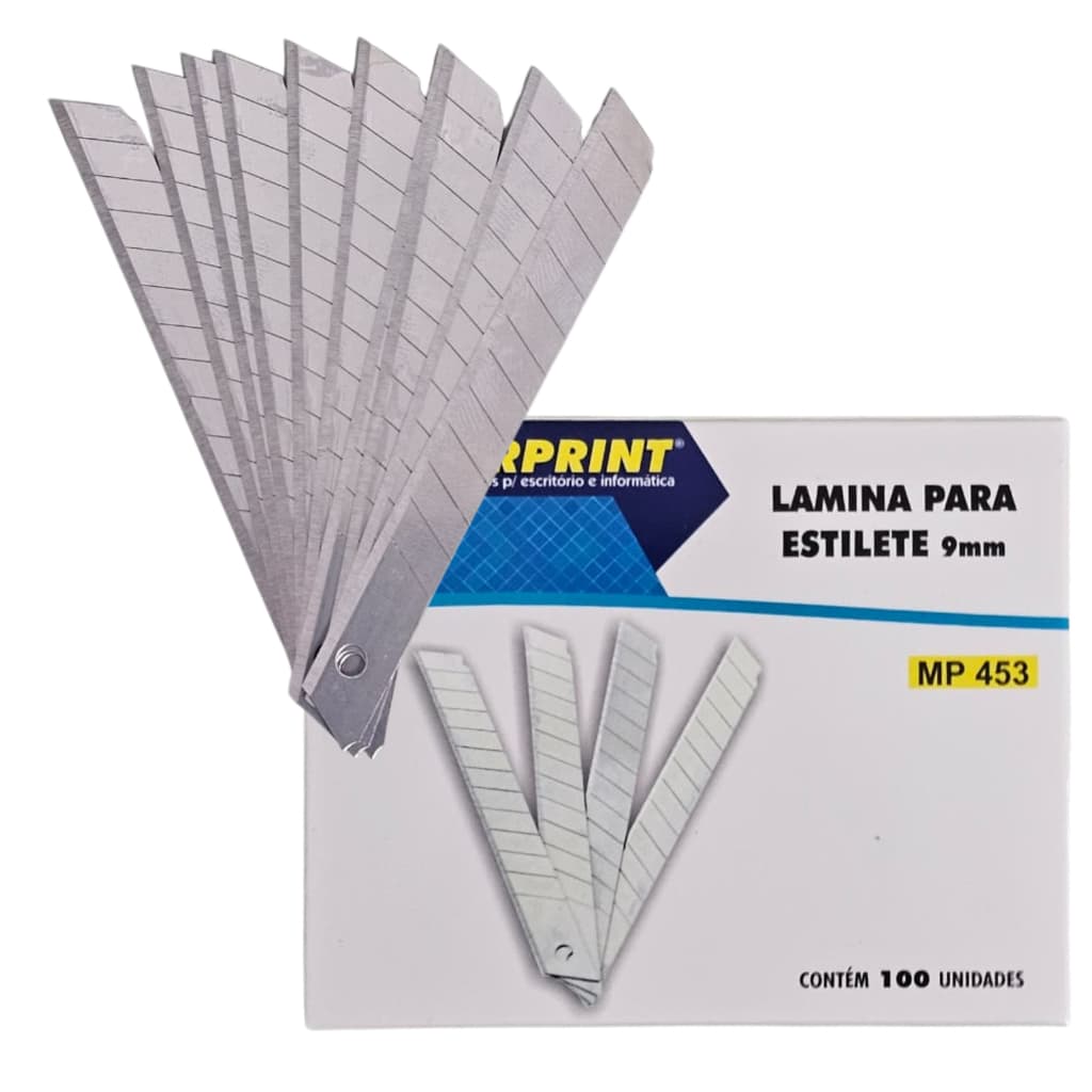 Lâmina para Estilete 9mm Aço Carbono Segmentada Alta Durabilidade Corte Preciso Compatível com Estiletes Estreitos