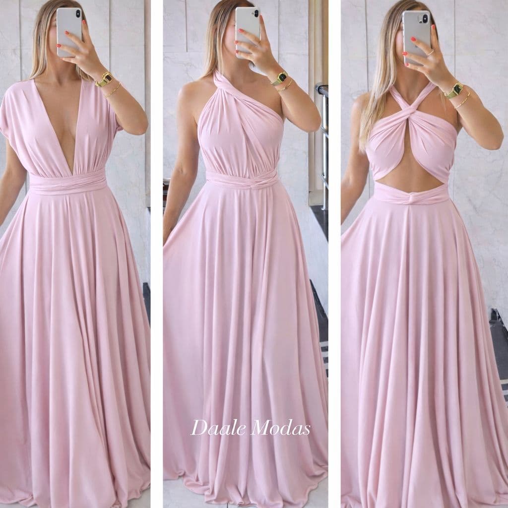 vestidos feminino longo várias formas de amarrar, para festas, casamento convidada eventos