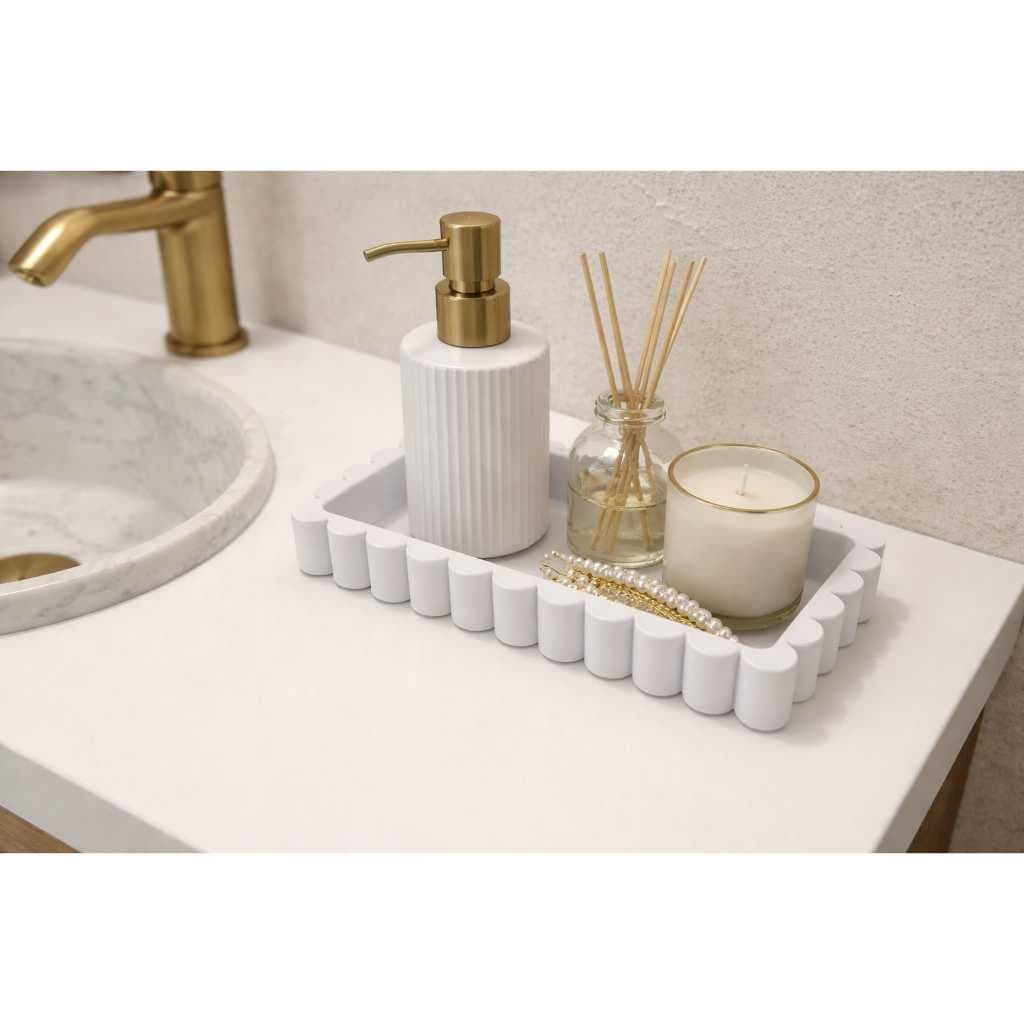 Bandeja Organizadora Decorativa Ondulada 15x8cm | Porta Joias para Banheiro e Penteadeira