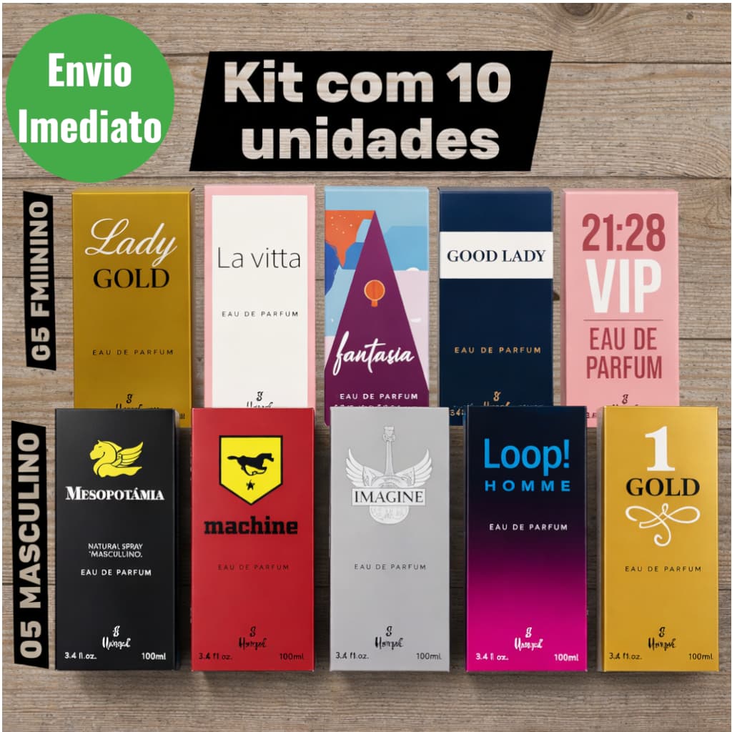 Kit 10 Perfumes 100ml Masculino e Feminino  Alta Fixação Melhor Custo Benefício Envio Imediato