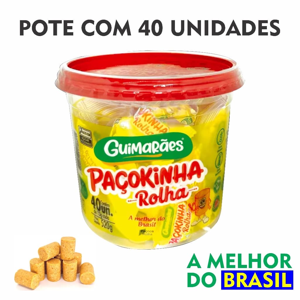 Paçoquinha - Pote com 40 unidades - Guimarães - A melhor do Brasil