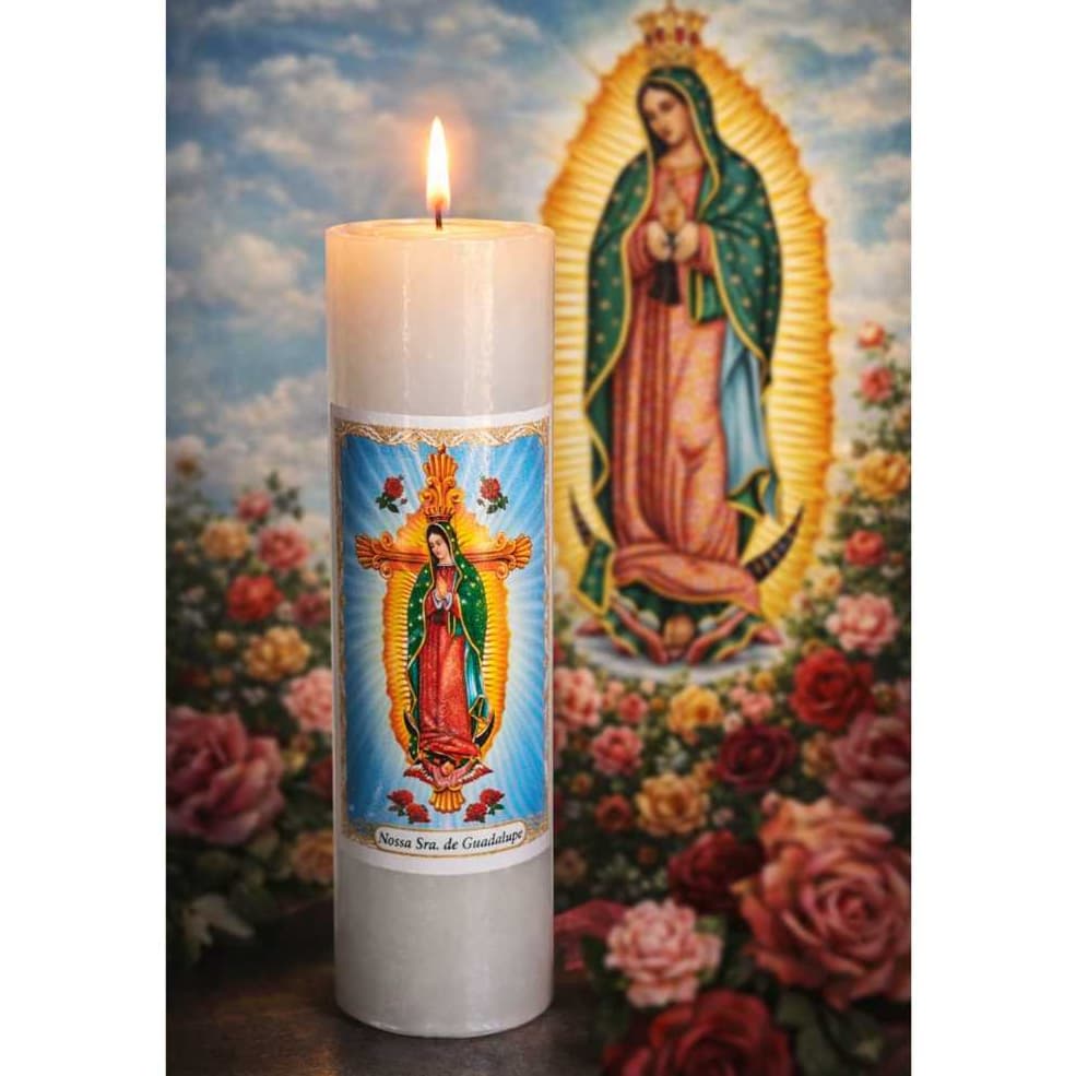 1 Vela Votiva 7 Dias Nossa Senhora de Guadalupe 100% Parafina 260g Quaresma Frei Santos Católicos
