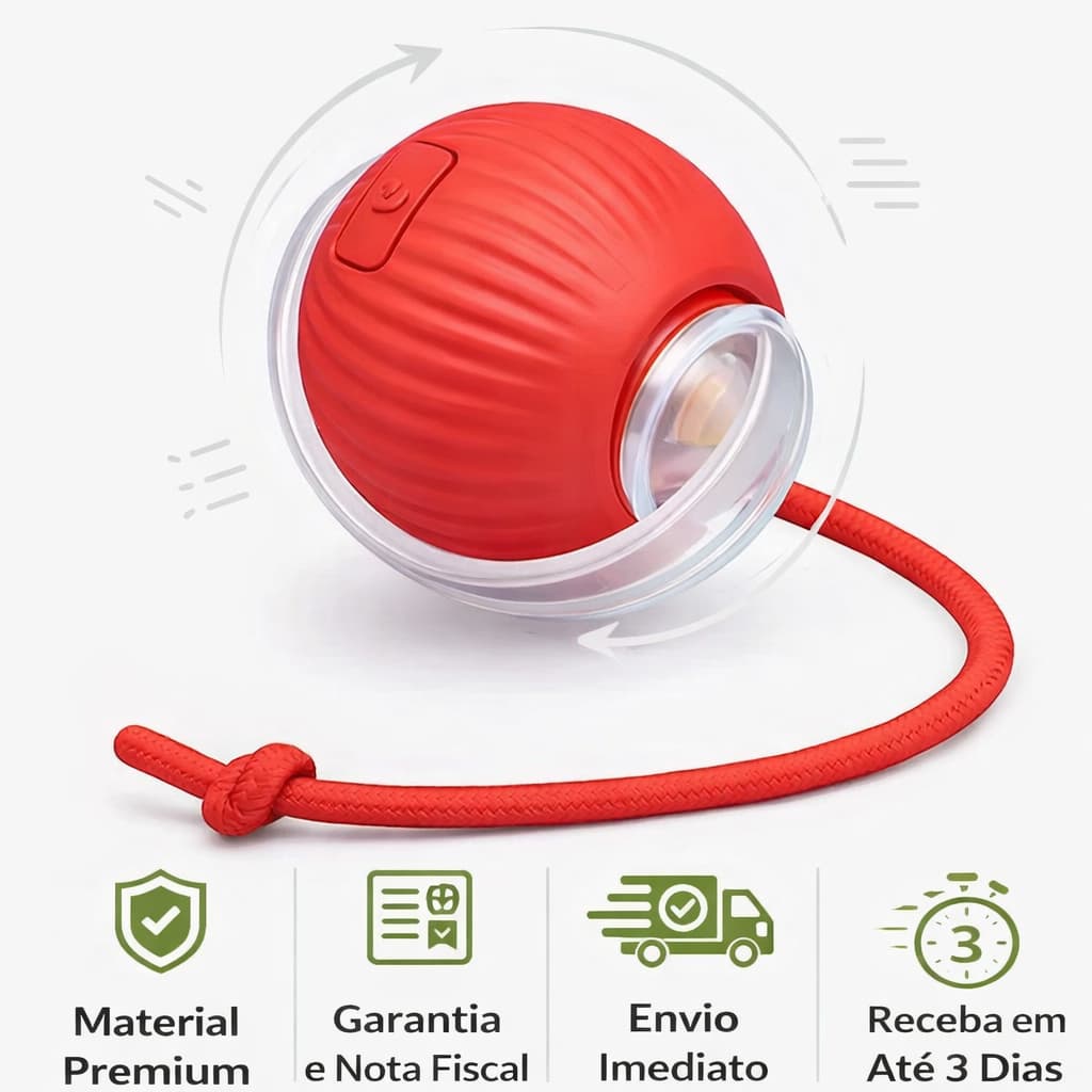 Bolinha Giratória Automática Rolamento - Brinquedos Interativo Inteligente para Cães e Gatos