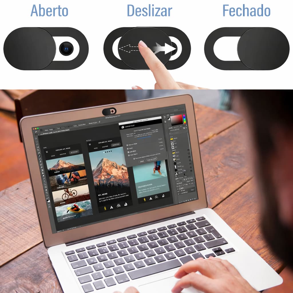 Tampa Deslizante para Câmera Celular Notebook Anti Espionagem Universal Webcam Cover