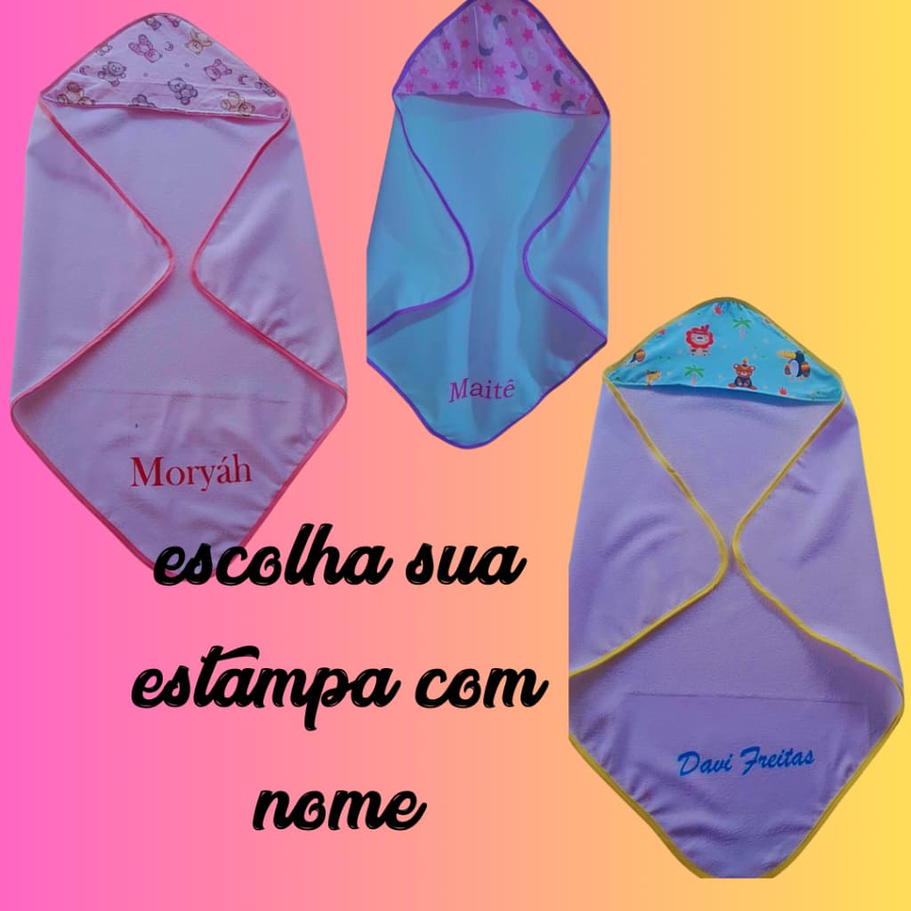 Toalhas com capuz  para bebês personalizadas.