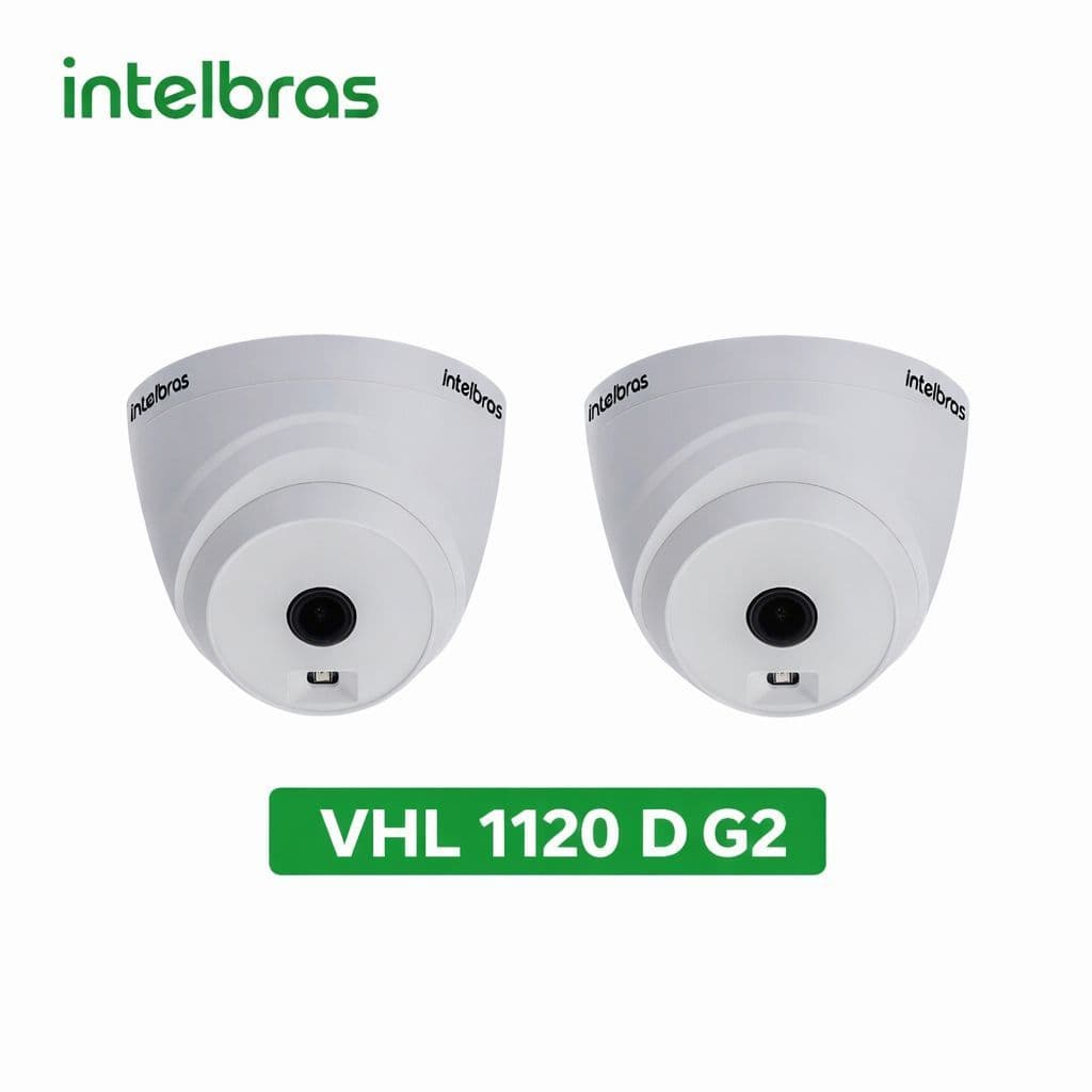 Kit 2 Câmeras Dome intelbras VHL 1120D G2 Tecnologia HDCVI Menu OSD HD 720p IR20m Proteção contra Surtos de Tensão