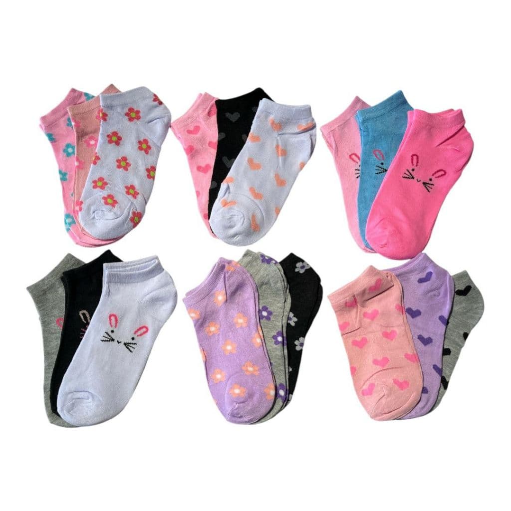 Kit 6/12 Pares de Meias Feminina Soquete Menina Juvenil Infantil Escolar 31 ao 35