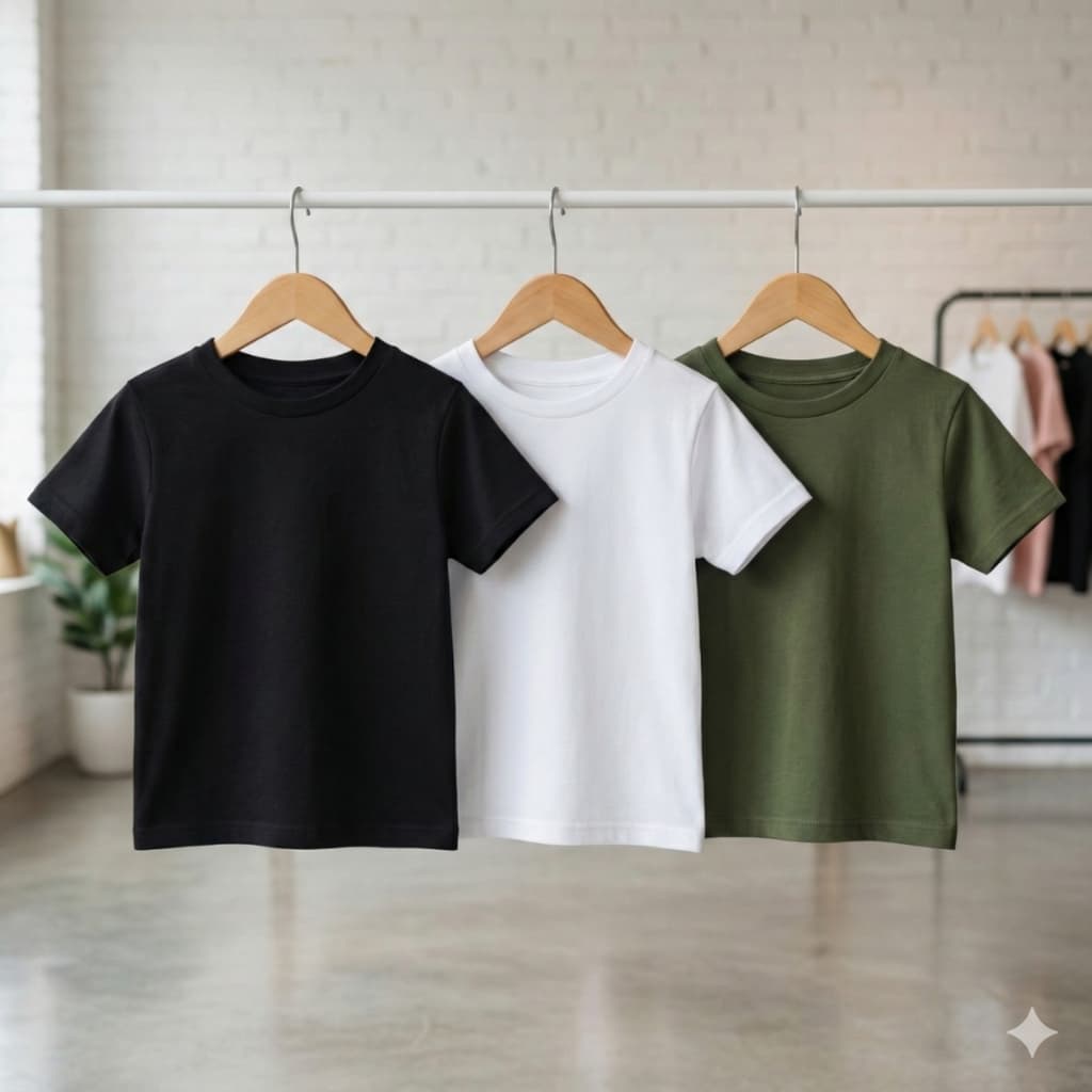 Kit 3 Camisetas Infantil Básica Unissex Algodão Lisa - Conforto Leve Para o Dia a Dia