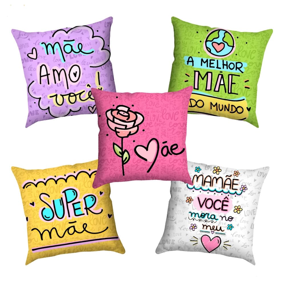 Kit Mini Almofada Dia Das Mães - Almofadas 20x20 Cesta De Café Da Manhã - Mãe