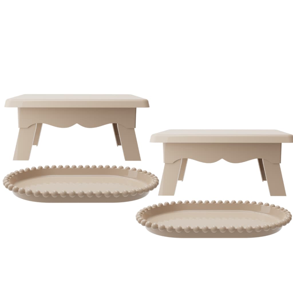 Kit Festivo 4 Peças Decorativas Bandejas Mesas Elevadas Doces