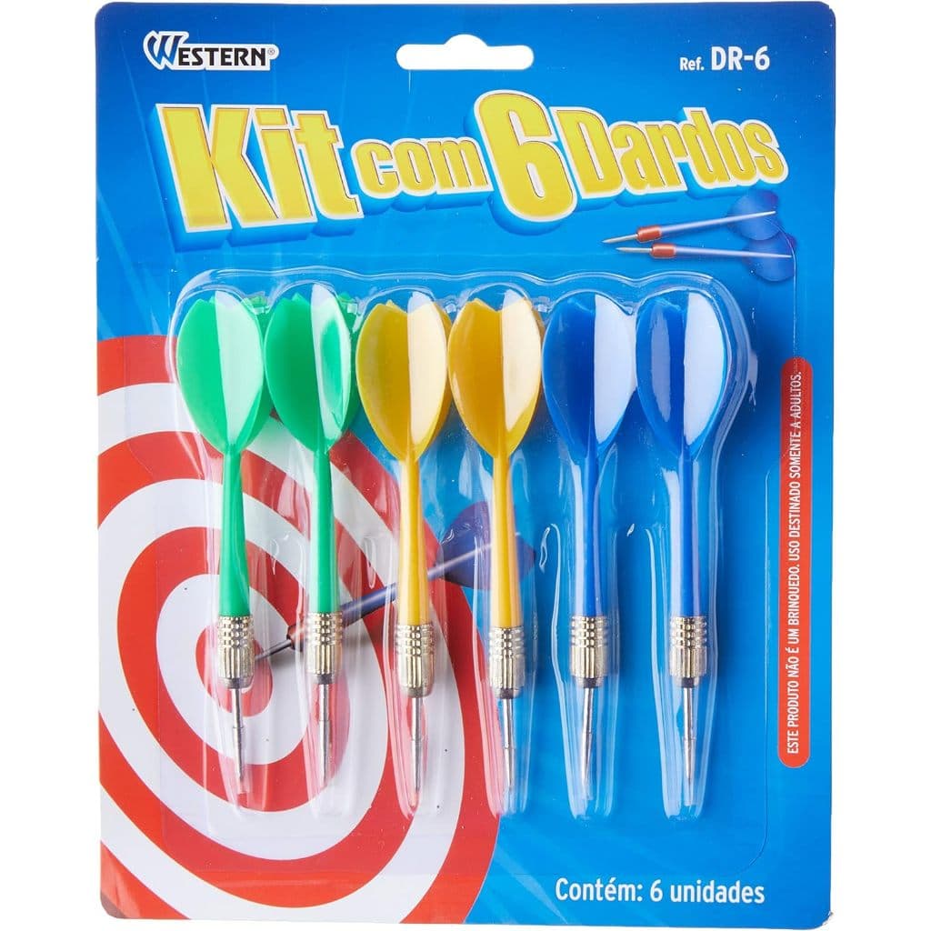 Kit 6 Dardos Ponta Metálica Para Jogo Ao Alvo