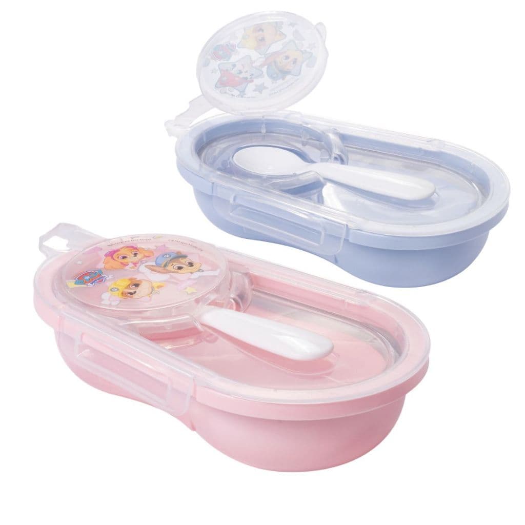 Plasútil Porta Papinha Patrulha Canina Com Colher Trava Pote Introdução Alimentar Bebê 230ml