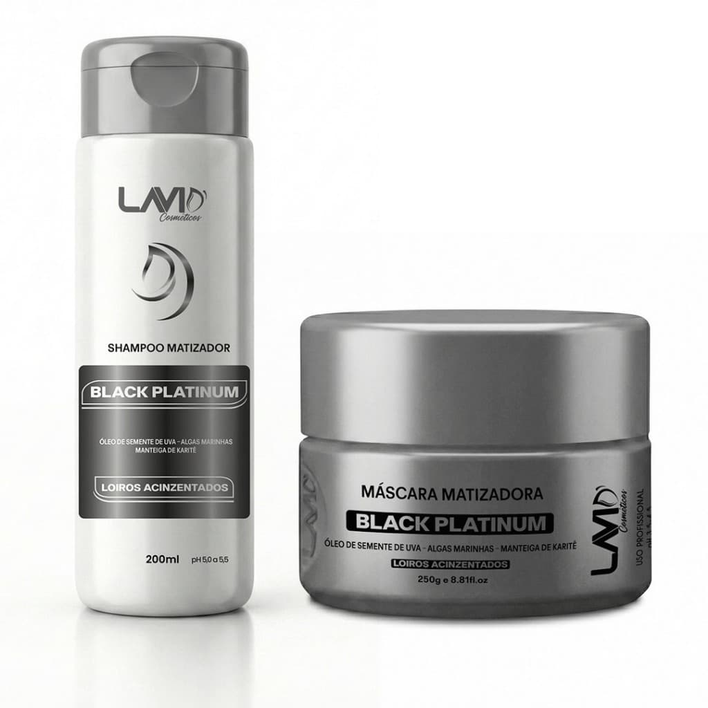 mascara matizador + shampoo platinum acinzentado/variaçoes LAVID