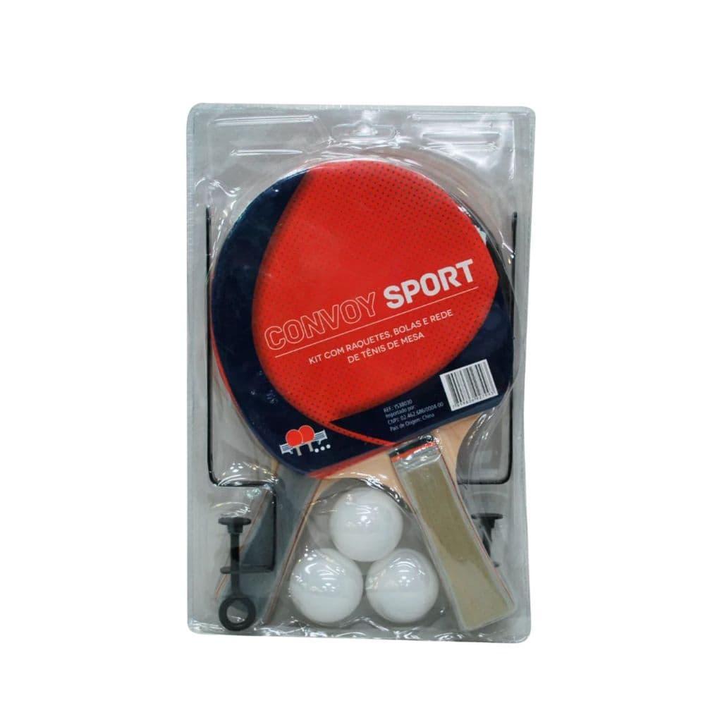 Kit Tênis De Mesa Convoy Sport 2 Raquetes 3 Bolas E Rede