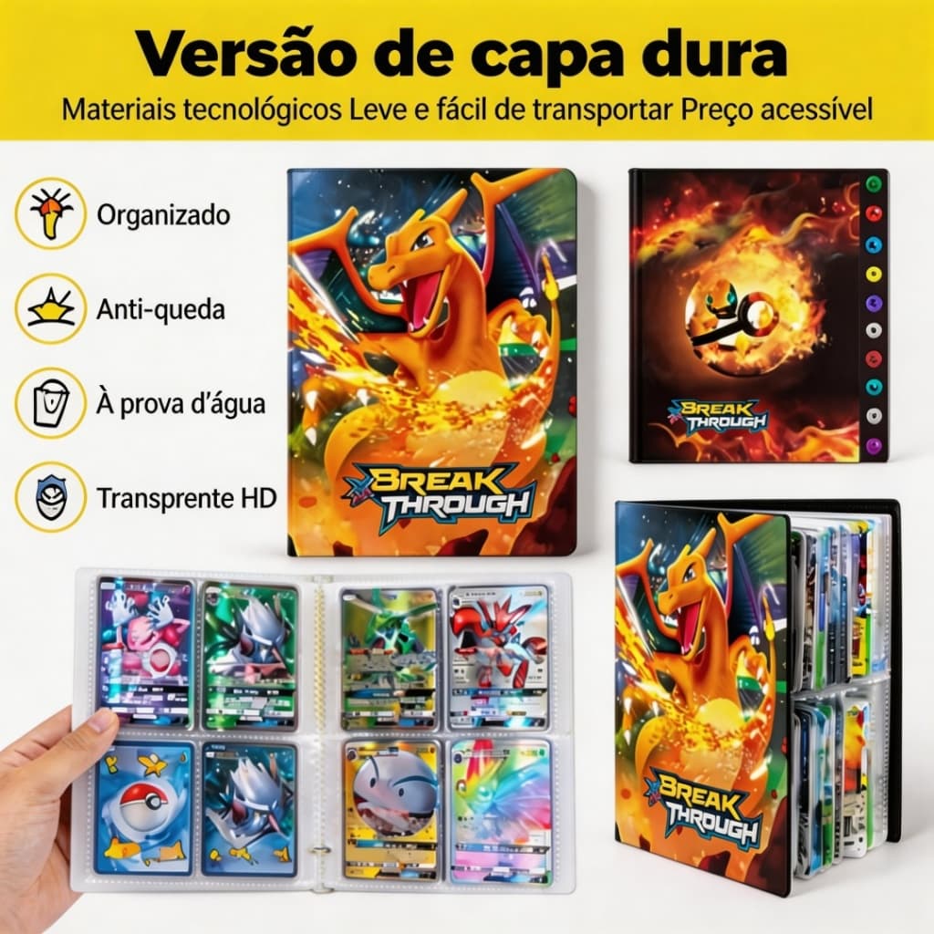 Pokémon TCG Charizard Álbum 240 Cartas – Capa Premium Resistente, Alta Capacidade
