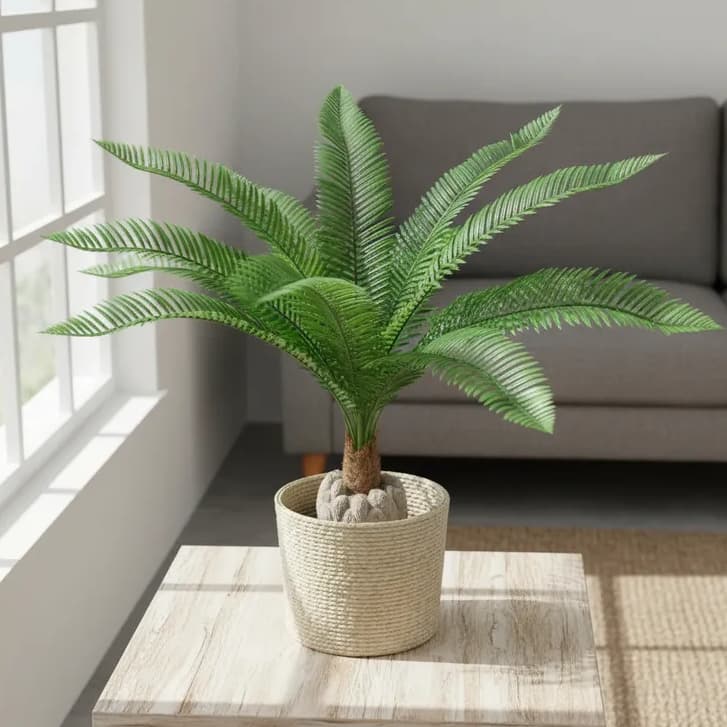 Planta Artificial Palmeira Cycas Verde Real Toque