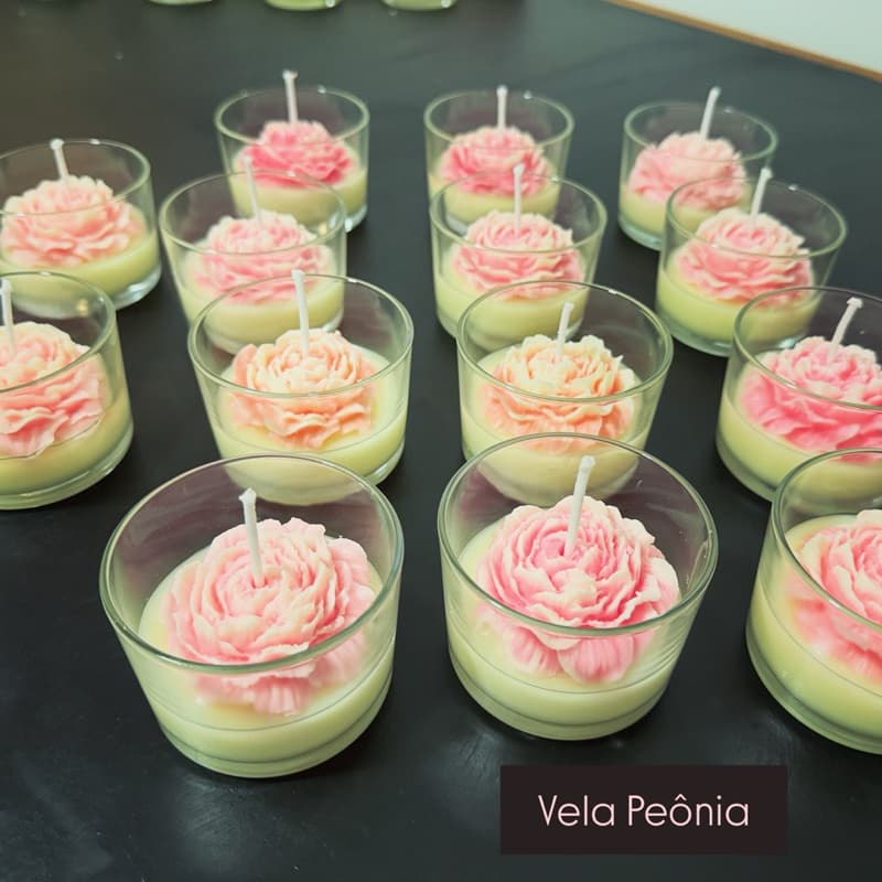 Vela Peônia - Lembracinha Batizado - Chá de bebê - Aniversário