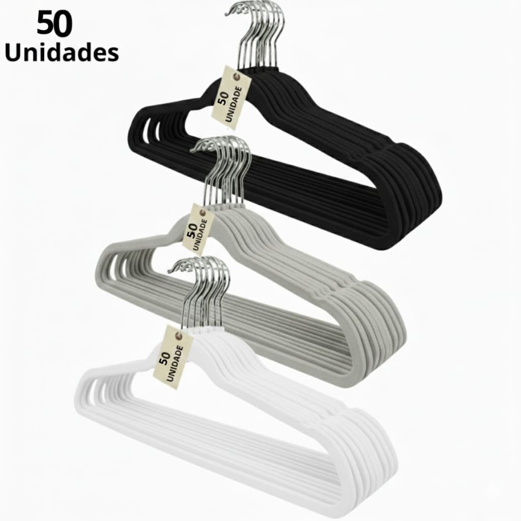 Kit De 50 Unidades Cabides Reforçados Para Roupas Calças Jeans Plastico Resistente Adulto Cores Preto