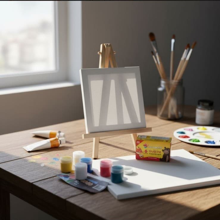 Kit 11 Telas Pintura 20x30cm Algodão Uso Artístico e 11 Cavalete 25x39