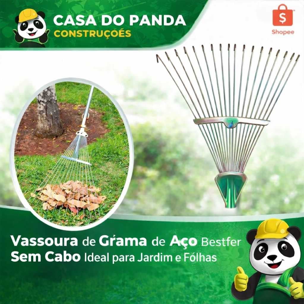 Ancinho Rastelo Vassoura Para Grama Regulável 18 Dentes De Aço Sem Cabo Bestfer