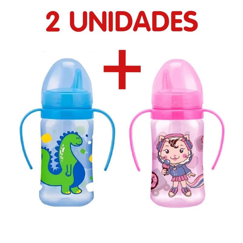 Kit com 2 Copos de Treinamento 270ml com Alça e Tampa