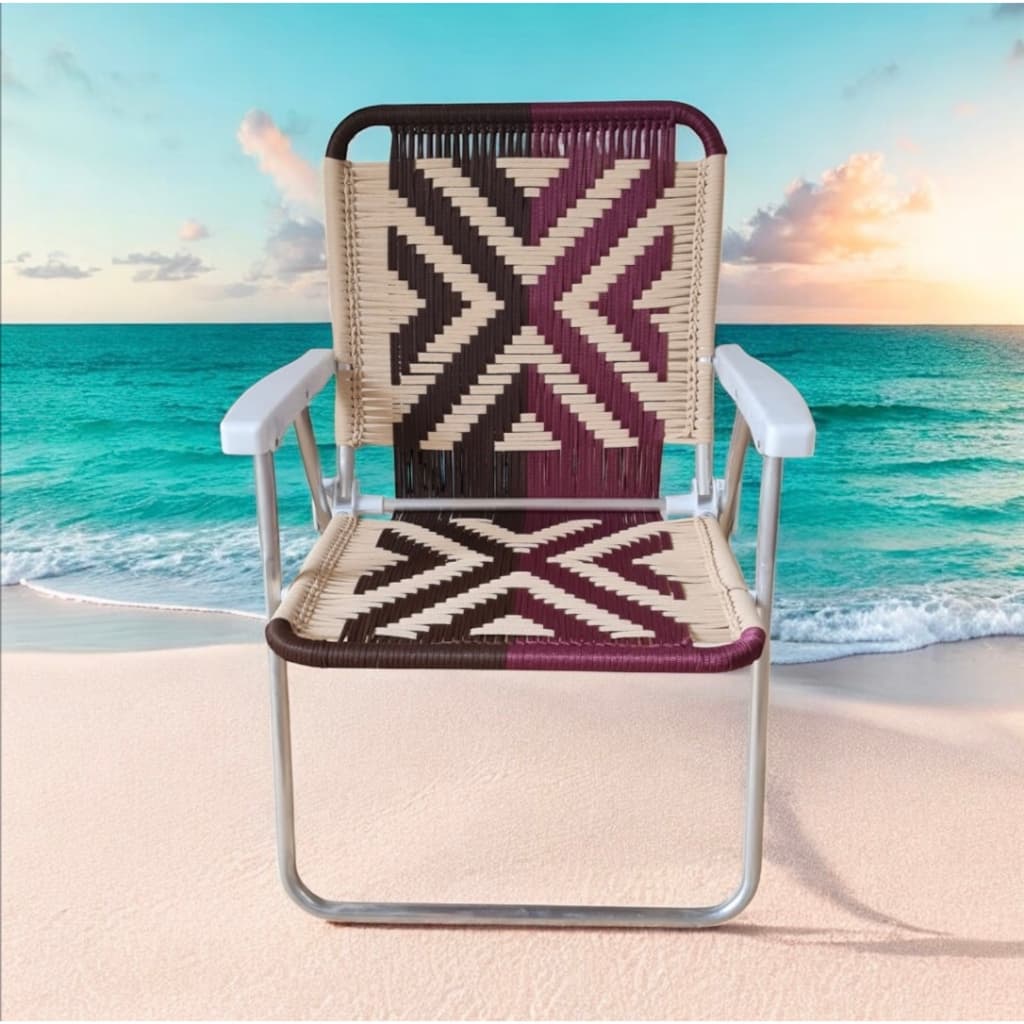 Cadeira de praia personalizada com cordas napolitano para varanda, praia, camping, decoração