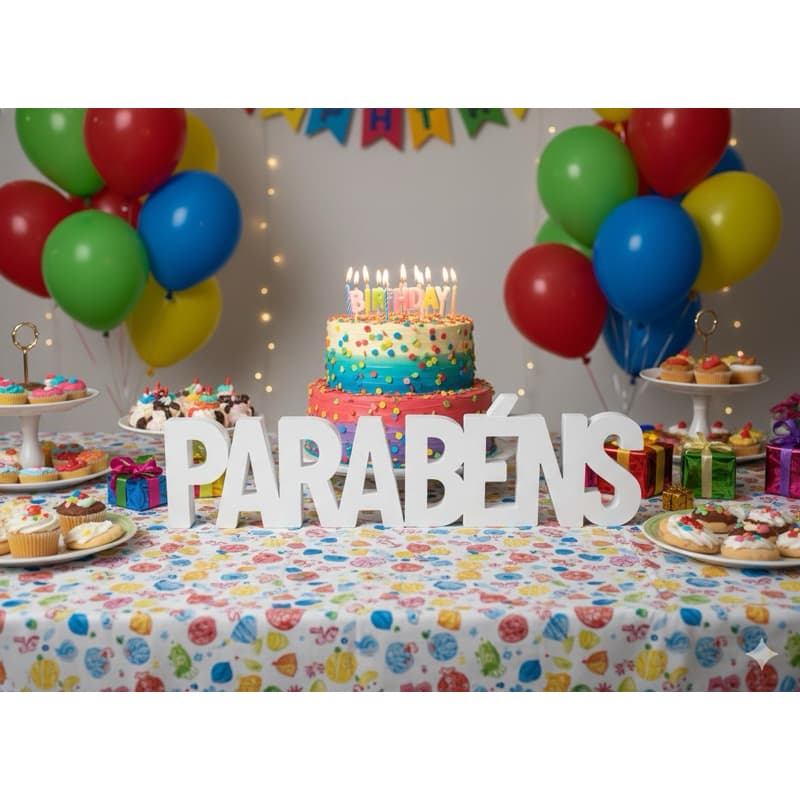Palavra Decorativo Parabéns em plástico - Decoração Aniversário