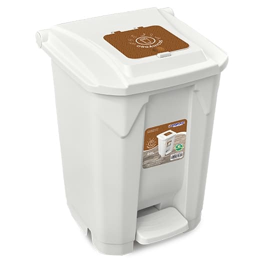 Lixeira Grande de 60 Litros Branca Com Roda Pedal E Tampa Click Orgânicos