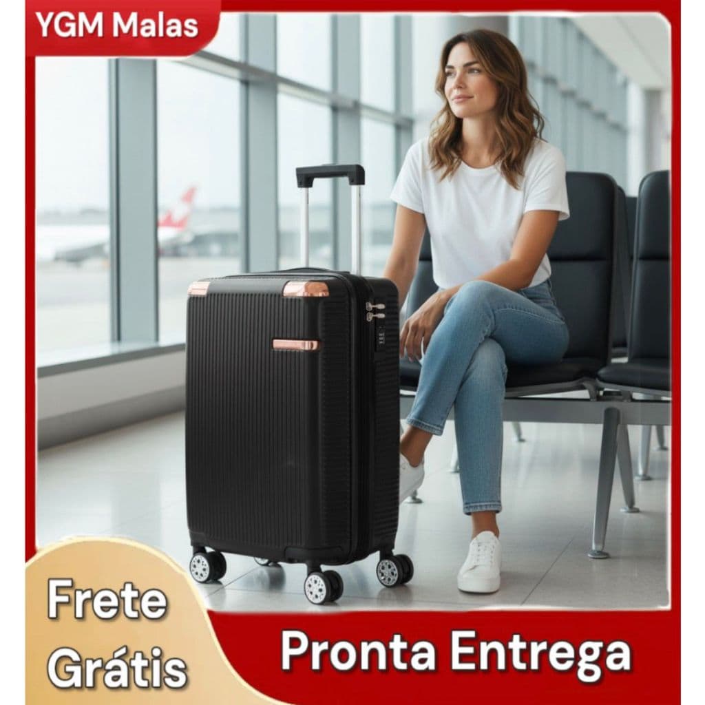 Mala De Bagagem Bordo 10KG Expansiva Dupla Zíper 4 Rodas 360° Removíveis Abs Resistente Com Cadeado