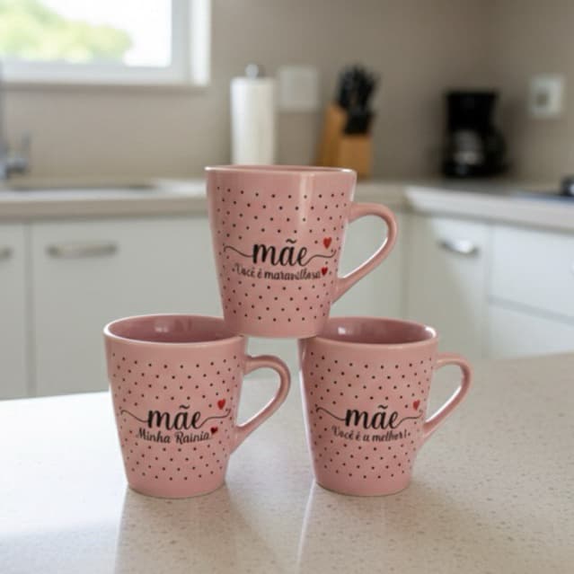 Jogo Kit Porcelana Mãe Rosa frente 120ml chá Xícara Café Decorada Mãe  Tulipa Rosa Dia Das Mães