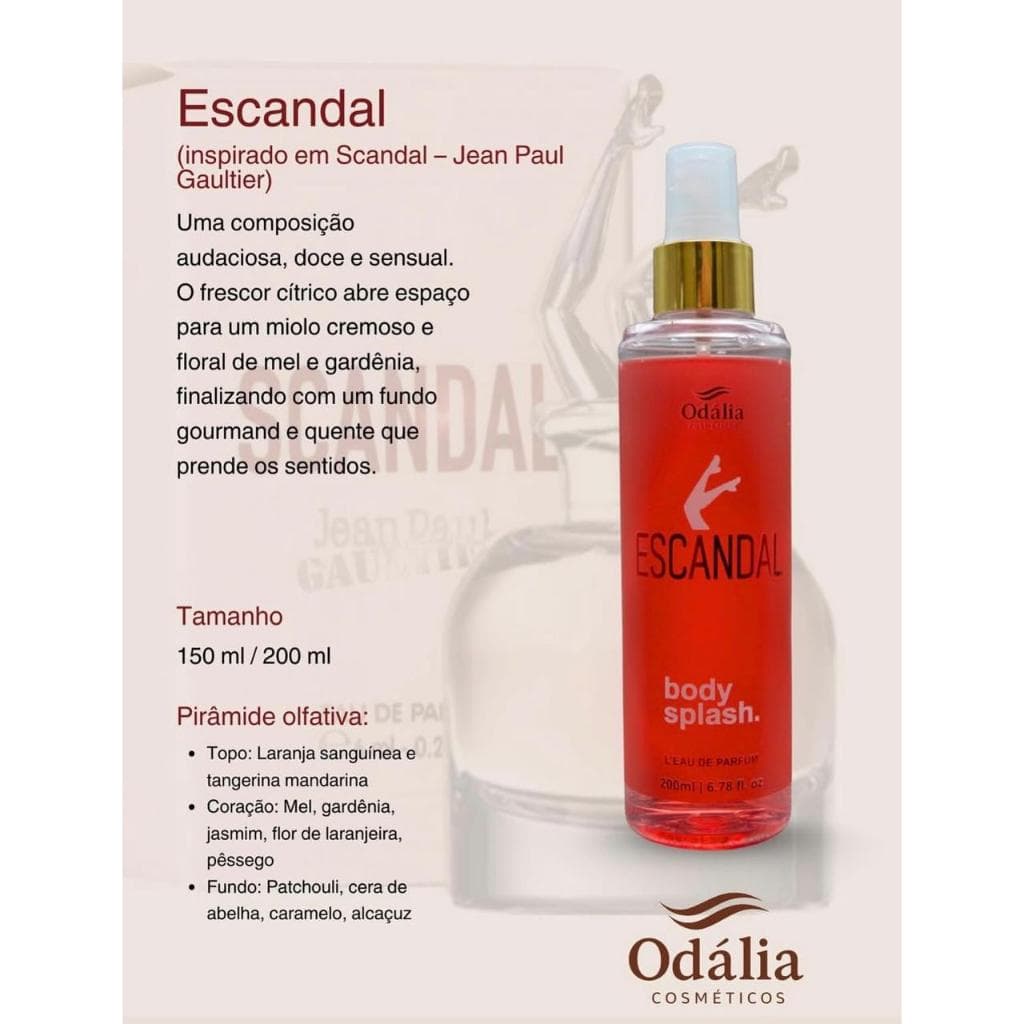 Kit Body Splash + Hidratante Escandal Para Mulheres 150ml Original Marca Odália