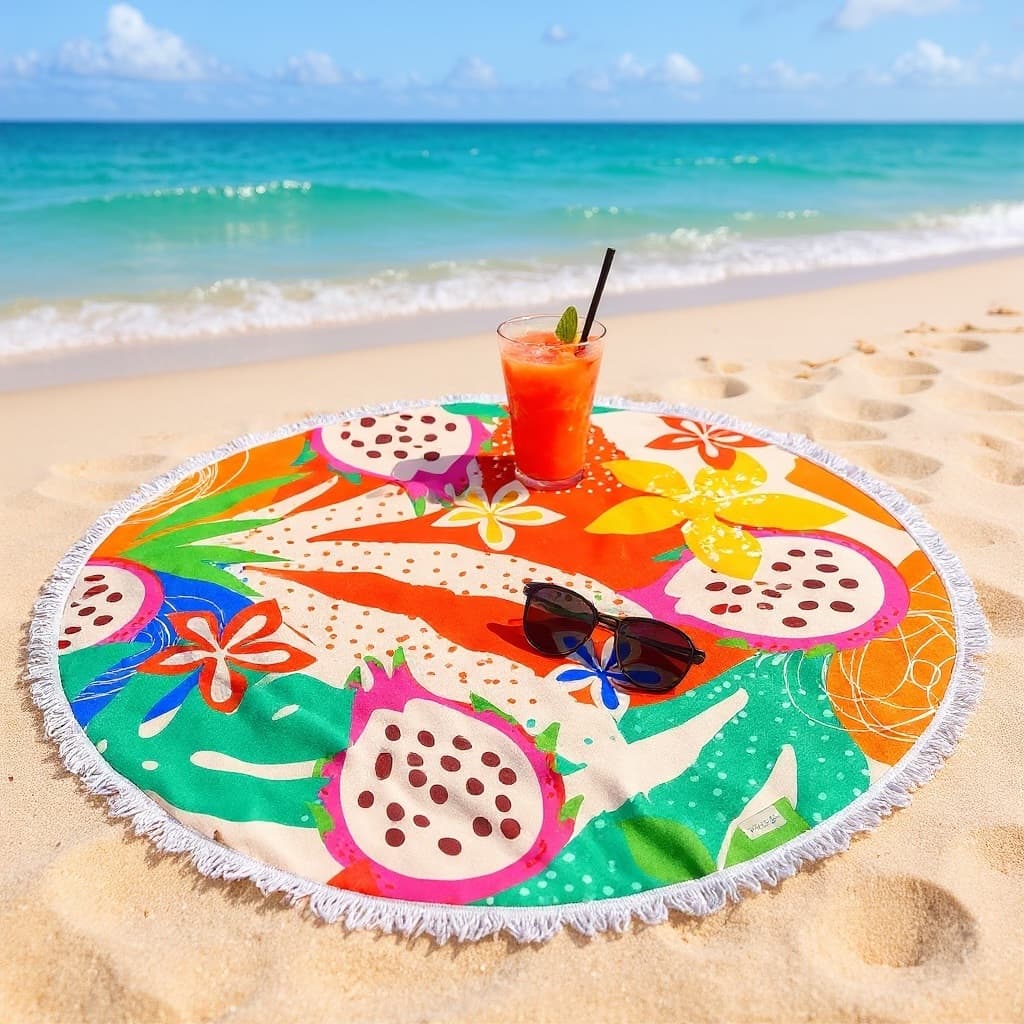 Toalha De Praia Redonda Arraia Microfibra Secagem Rápida Grande 150cm Design Exclusivo