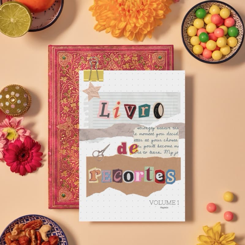 Livro de recortes collage book bullet jounal kit com mais de 200 imagens pra recortar scrapbook